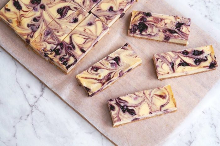 Blueberry Swirl Cheesecake Slice