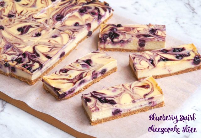 Blueberry Swirl Cheesecake Slice