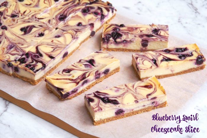 Blueberry Swirl Cheesecake Slice