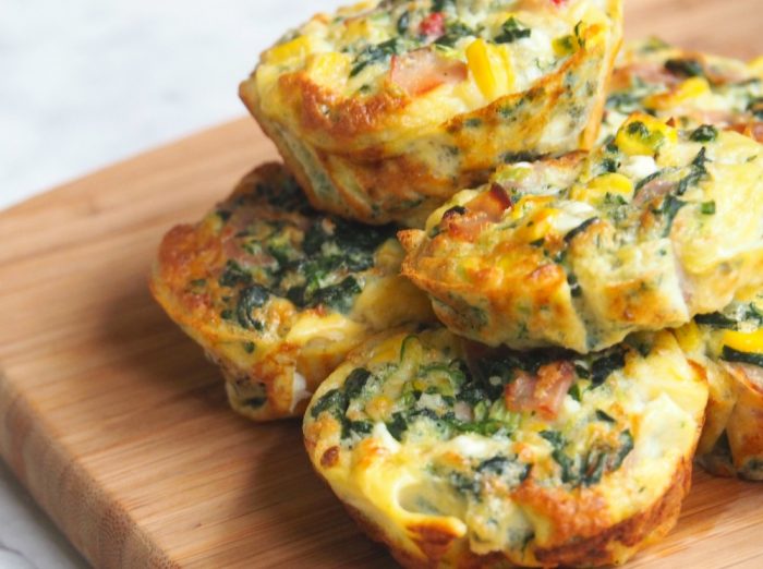 Ham and Spinach Cottage Cheese Frittatas