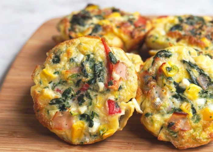 Ham and Spinach Cottage Cheese Frittatas