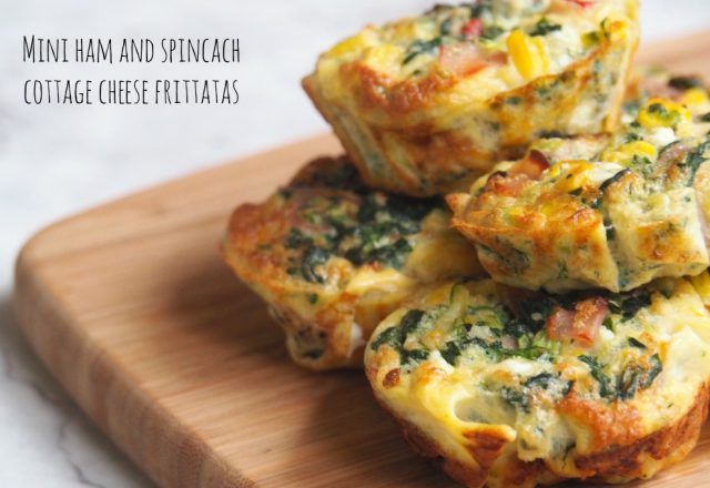 Mini Ham and Spinach Cottage Cheese Frittatas