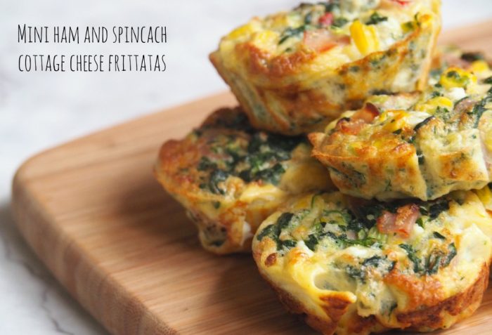 Ham and Spinach Cottage Cheese Frittatas