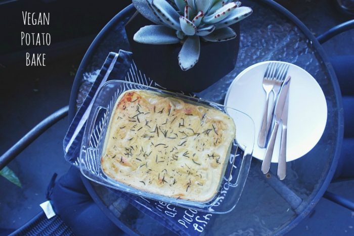 Vegan potato bake text