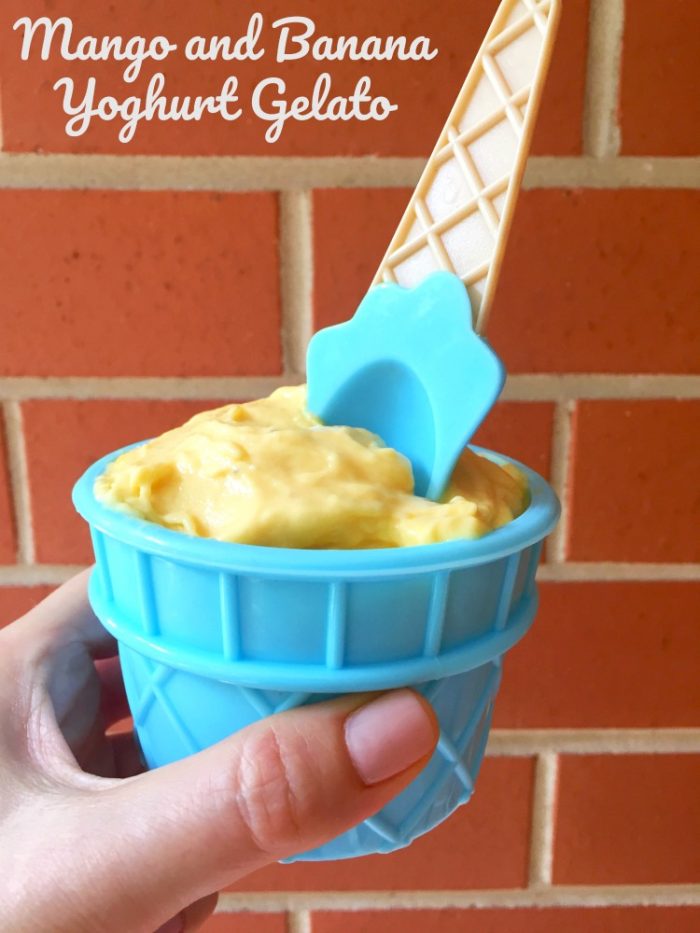 Mango and Banana Frozen Yoghurt gelato text