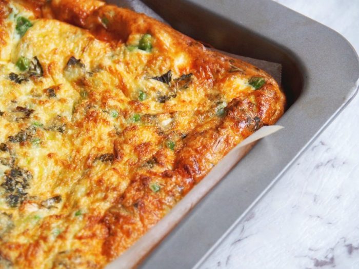 Pea, feta and mint frittata 4