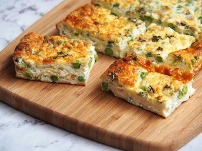 Pea, feta and mint frittata 3