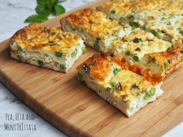 Pea feta and mint frittata 6