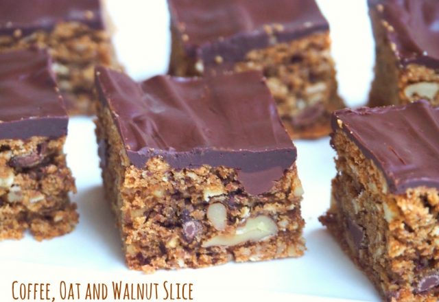 Coffee, Oat and Walnut Slice