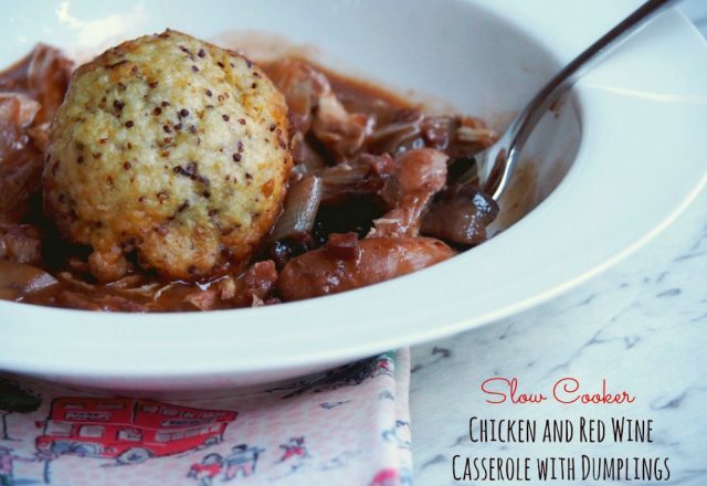 Slow Cooker Chicken and Red Wine Casserole with Dumplings