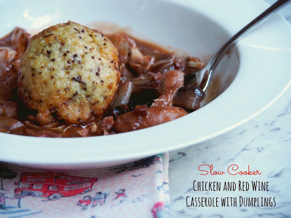 Slow Cooker Chicken and Red Wine Casserole with Dumplings