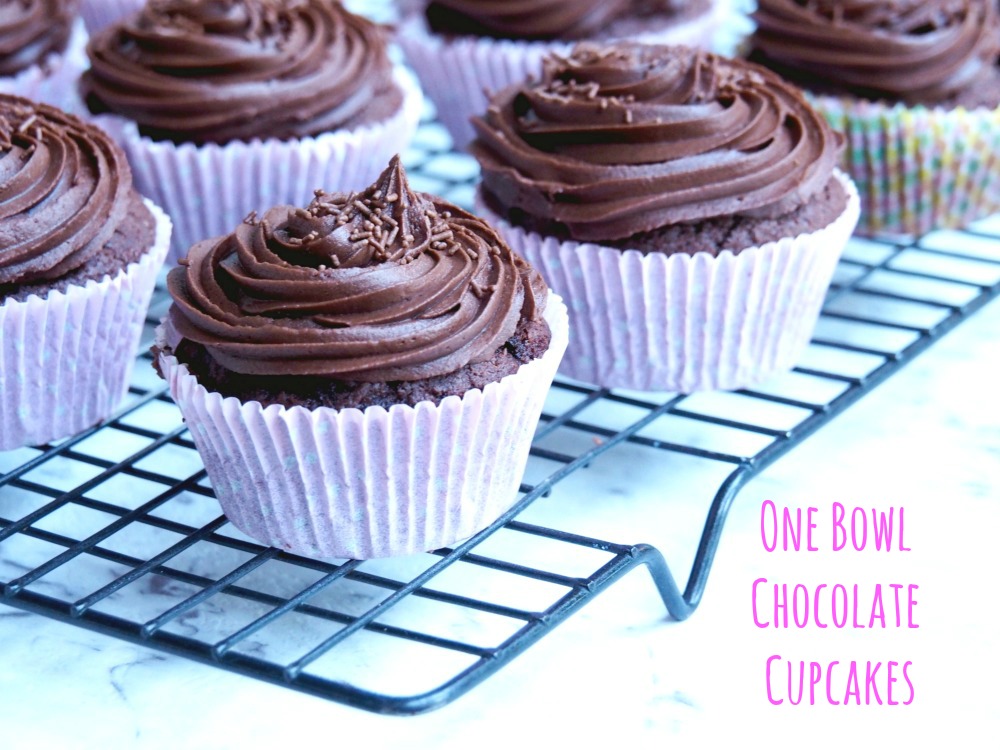 One bowl chocolate cupcakes 