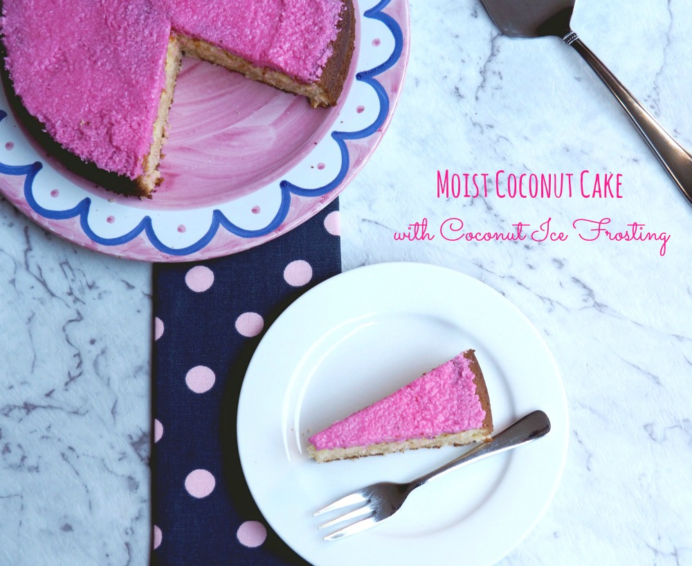 Moist Coconut Cake with Coconut Ice Frosting