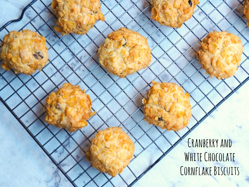 Cranberry and white chocolate cornflake biscuits