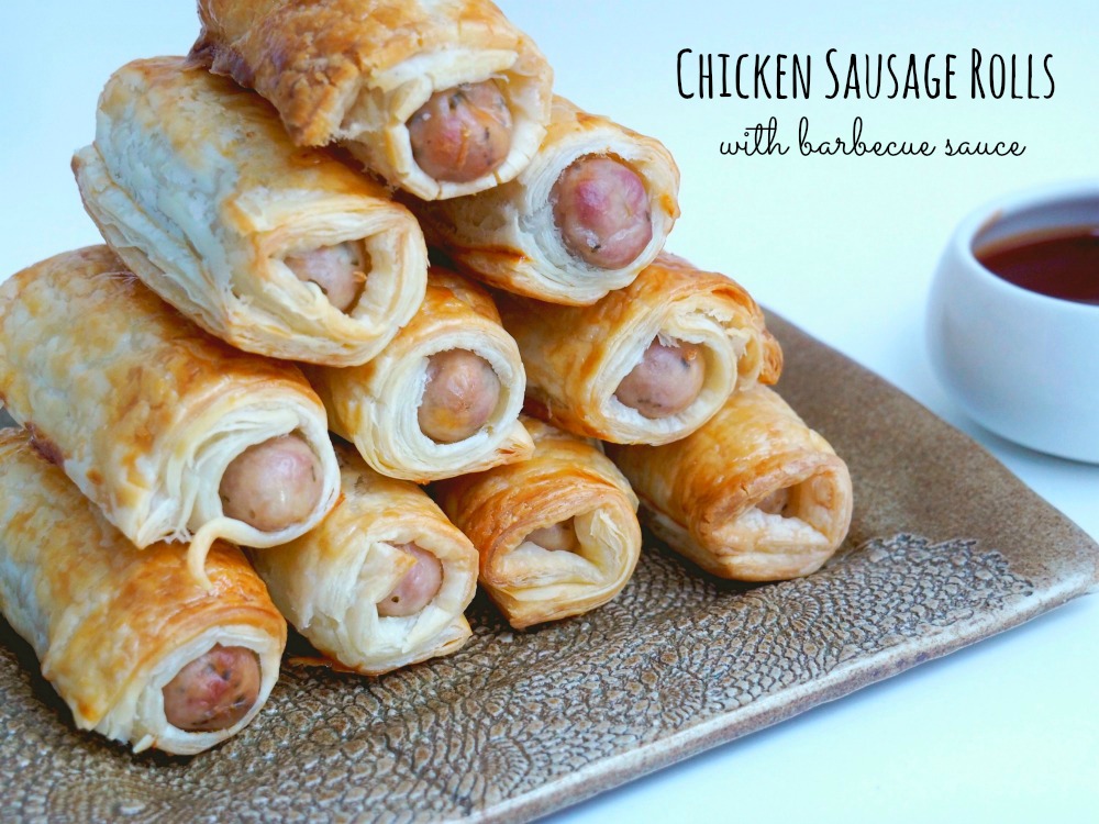 Chicken Sausage Rolls with barbecue sauce