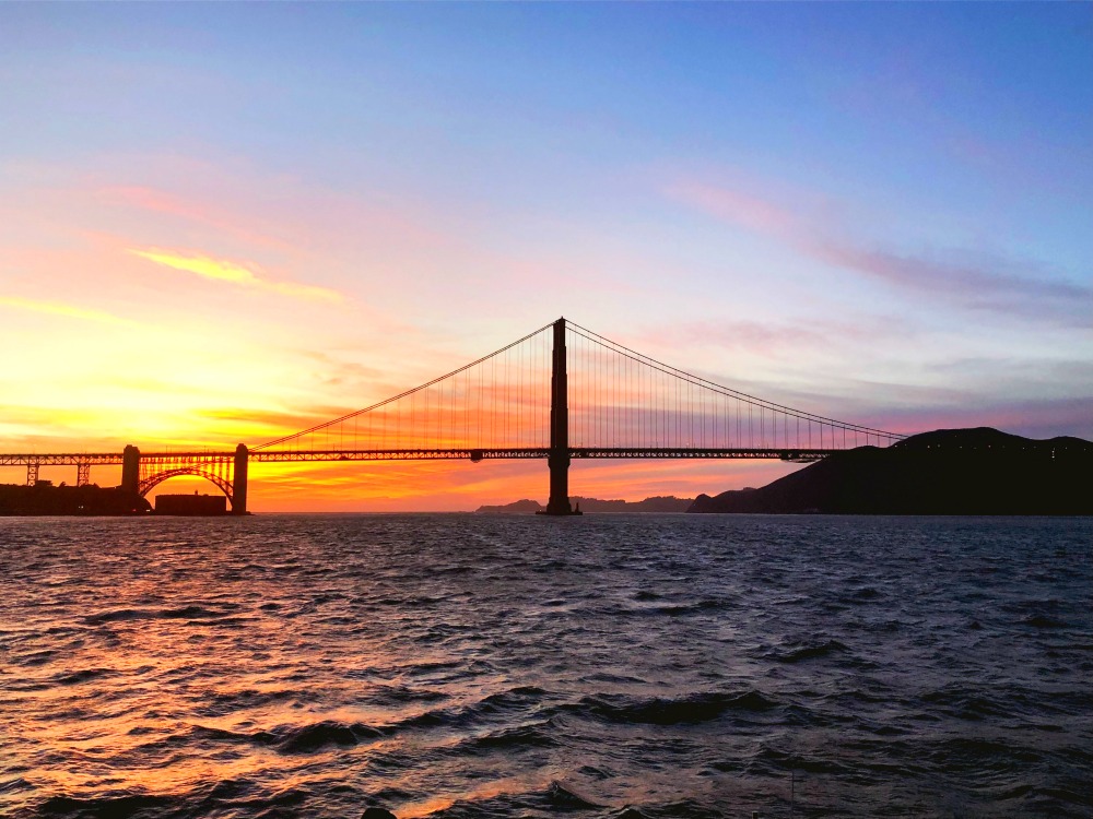 California sunset -sailing San Francisco Bay