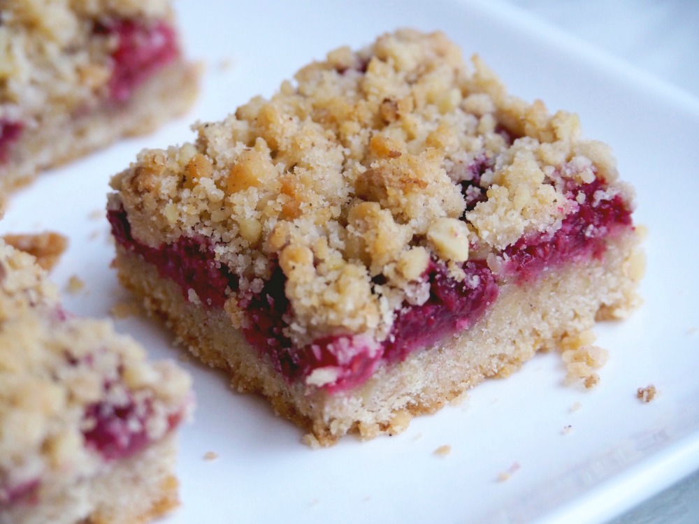 Raspberry and walnut squares 6