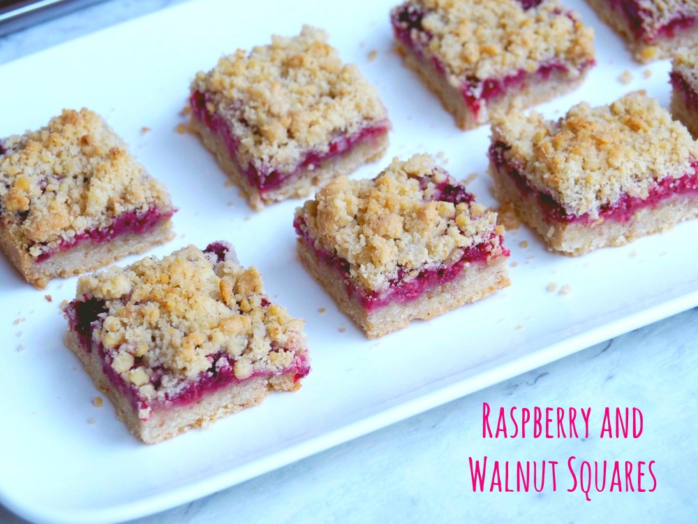 Raspberry and Walnut Squares