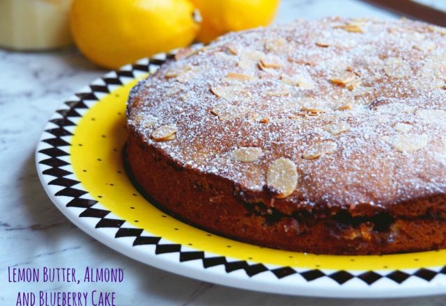 Lemon Butter, Almond and Blueberry Cake