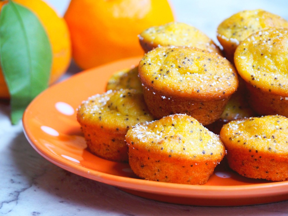 mini mandarin and poppy seed muffins