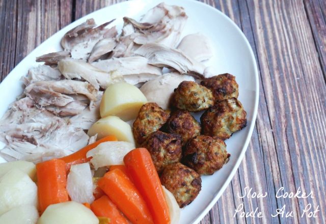 Slow Cooker Poule au Pot with Sage, Leek and Onion Stuffing Balls