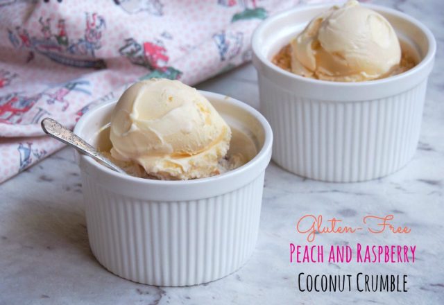 Peach and Raspberry Coconut Crumble