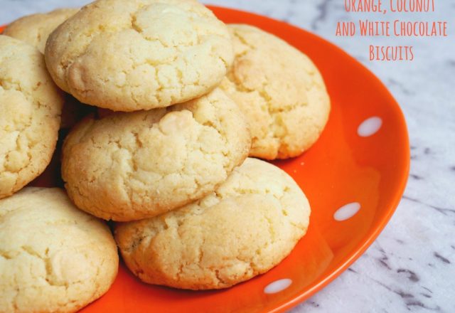 Orange, Coconut and White Chocolate Biscuits