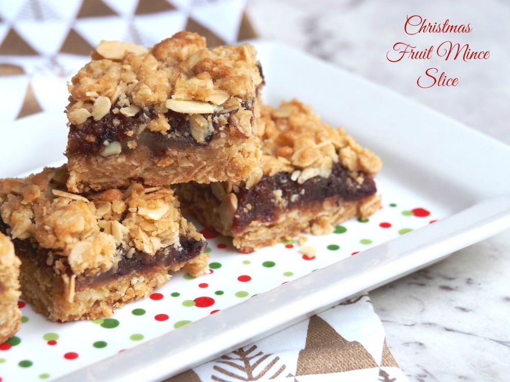 easy christmas fruit mince slice