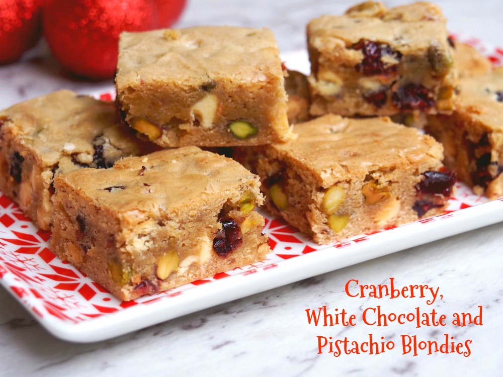 cranberry white chocolate pistachio blondies