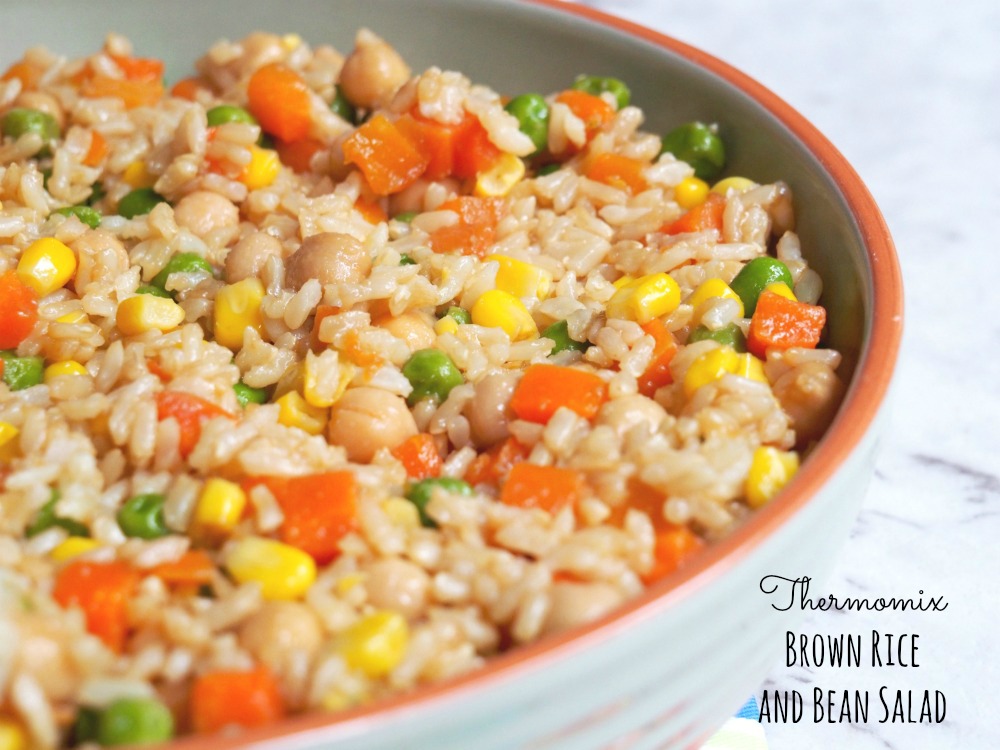 Thermomix brown rice bean salad title