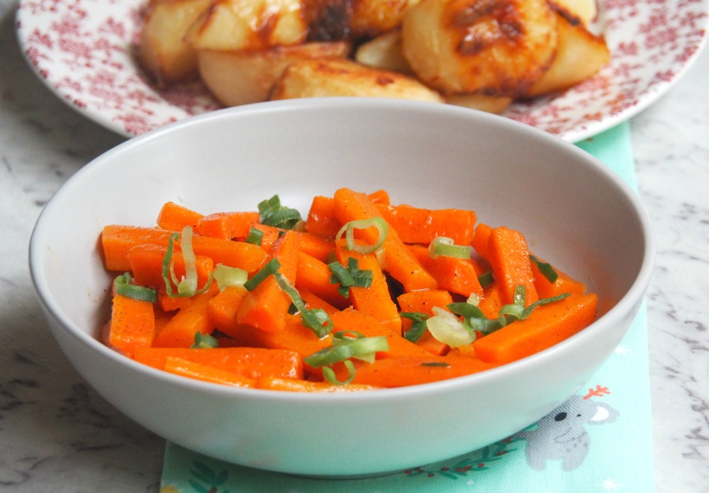 caramelised carrots and potatoes