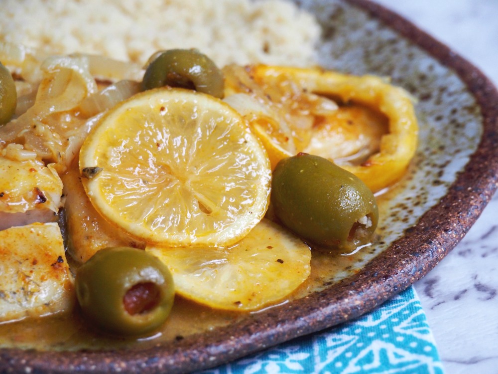 fast fish tagine on plate close up