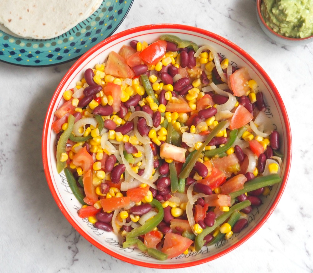 mexican corn and bean stew with sides