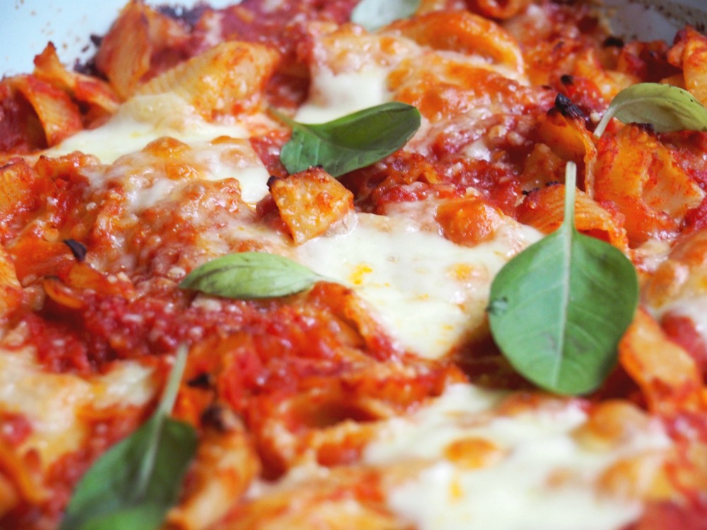 tomato mozzarella bake close up