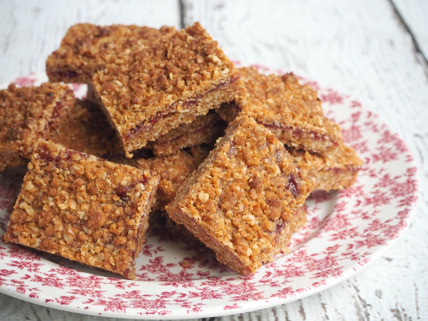 plate of raspberry squares