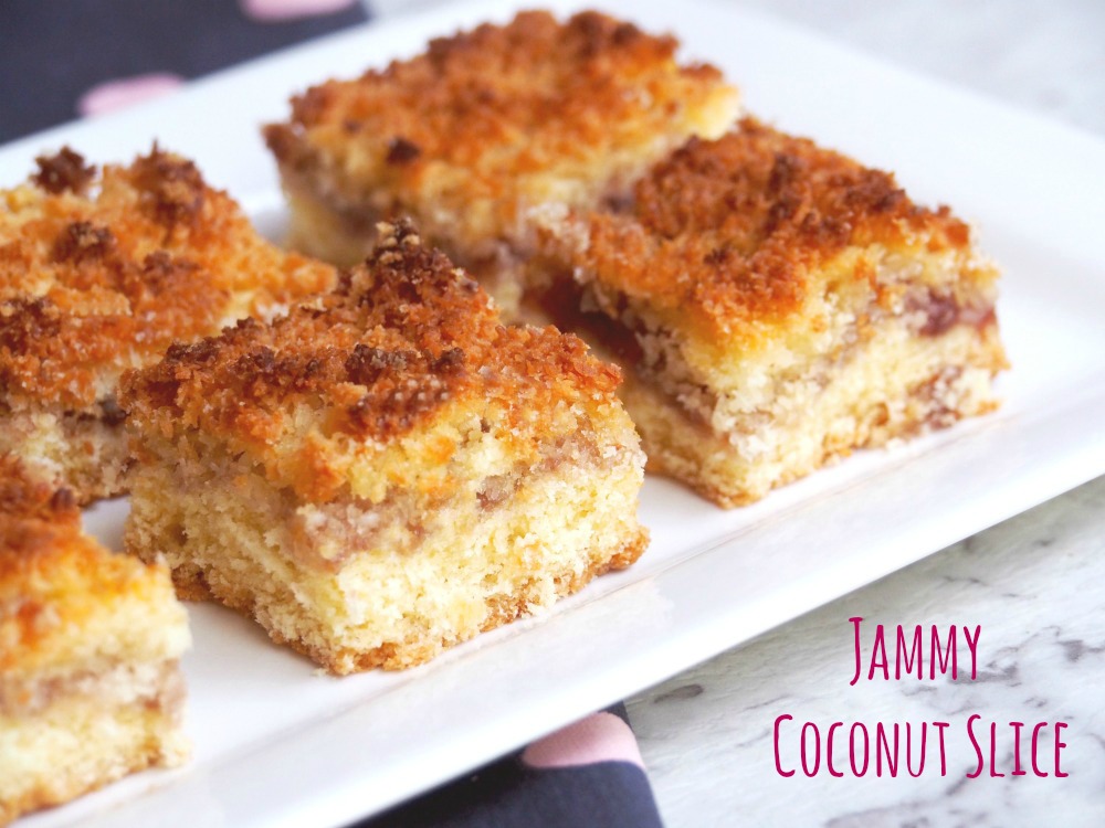 Jammy Coconut Slice Title