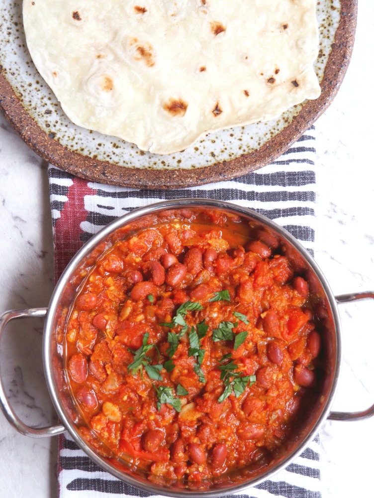 Kidney bean curry and roti