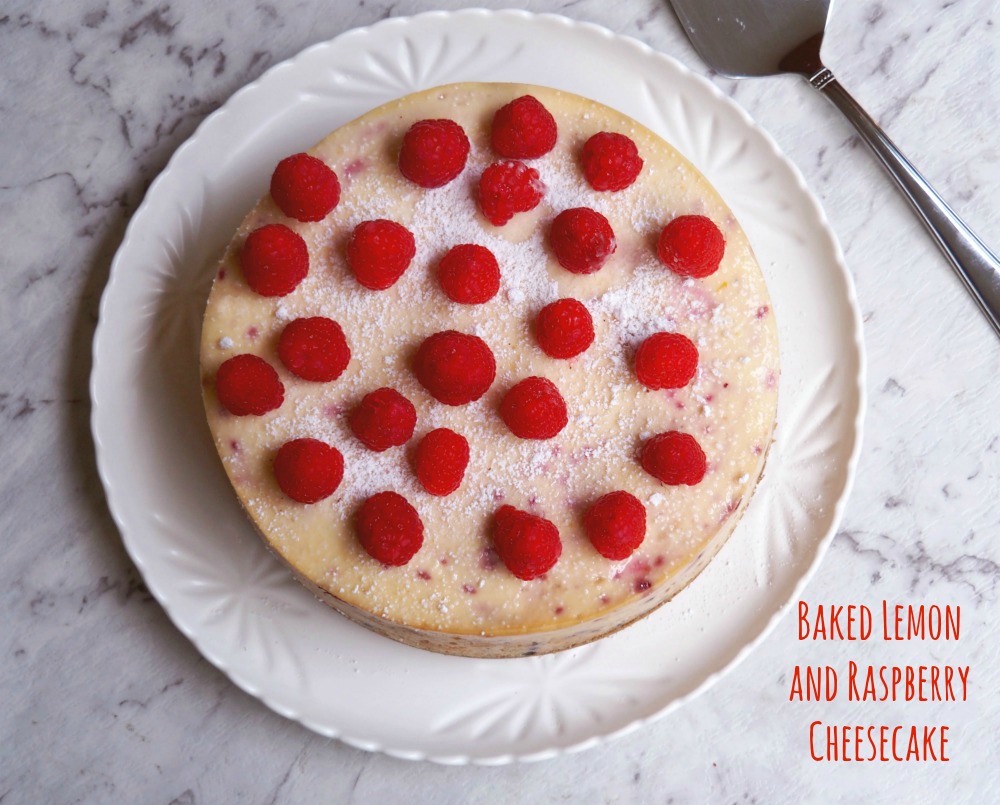 baked lemon and raspberry cheesecake from above