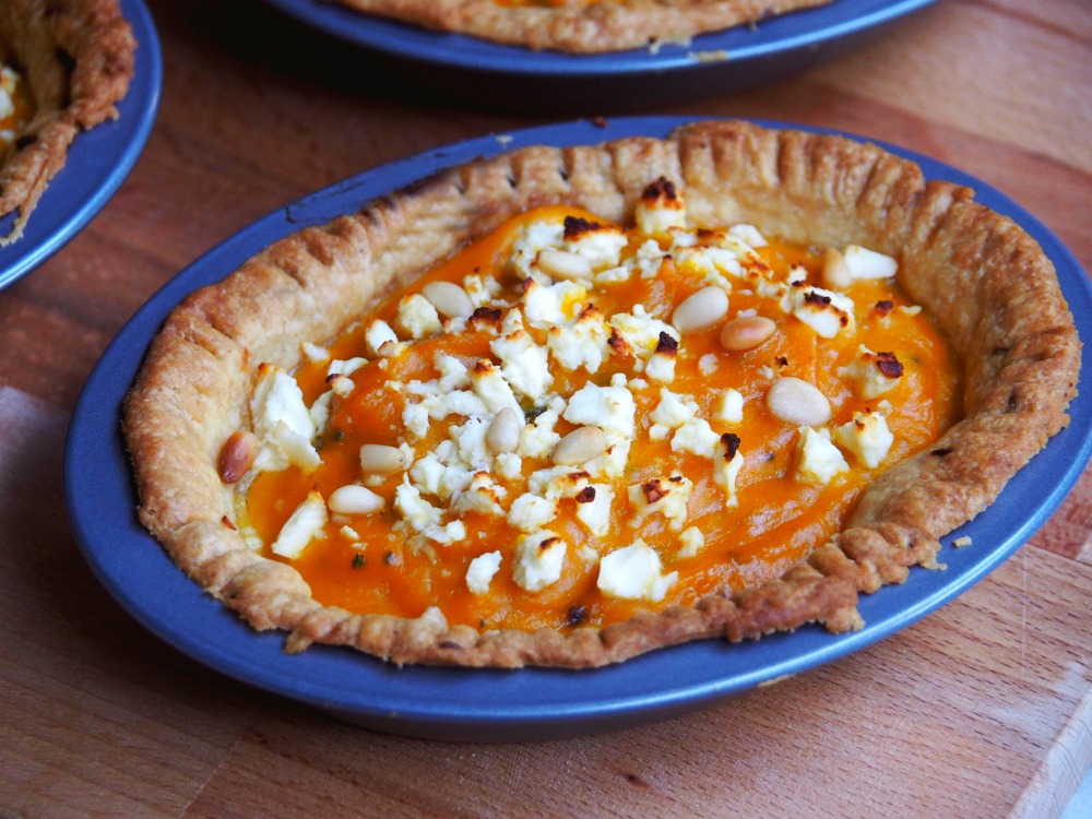 roasted pumpkin garlic sage pies indivdual