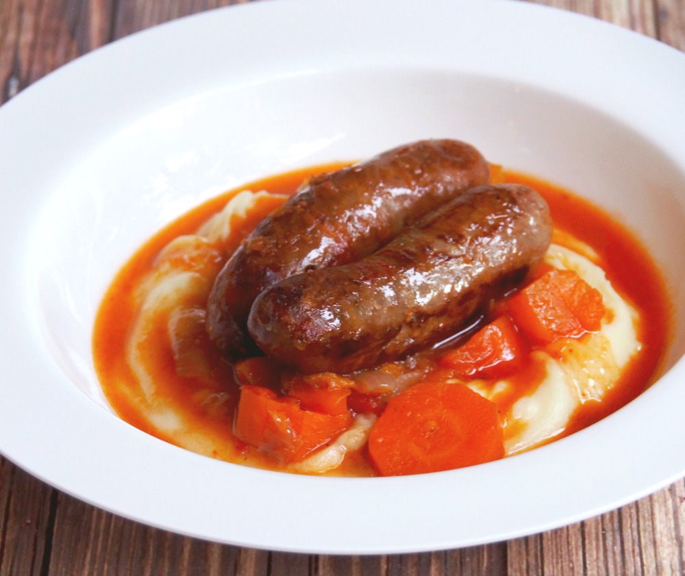 slow cooker sausage casserole plate