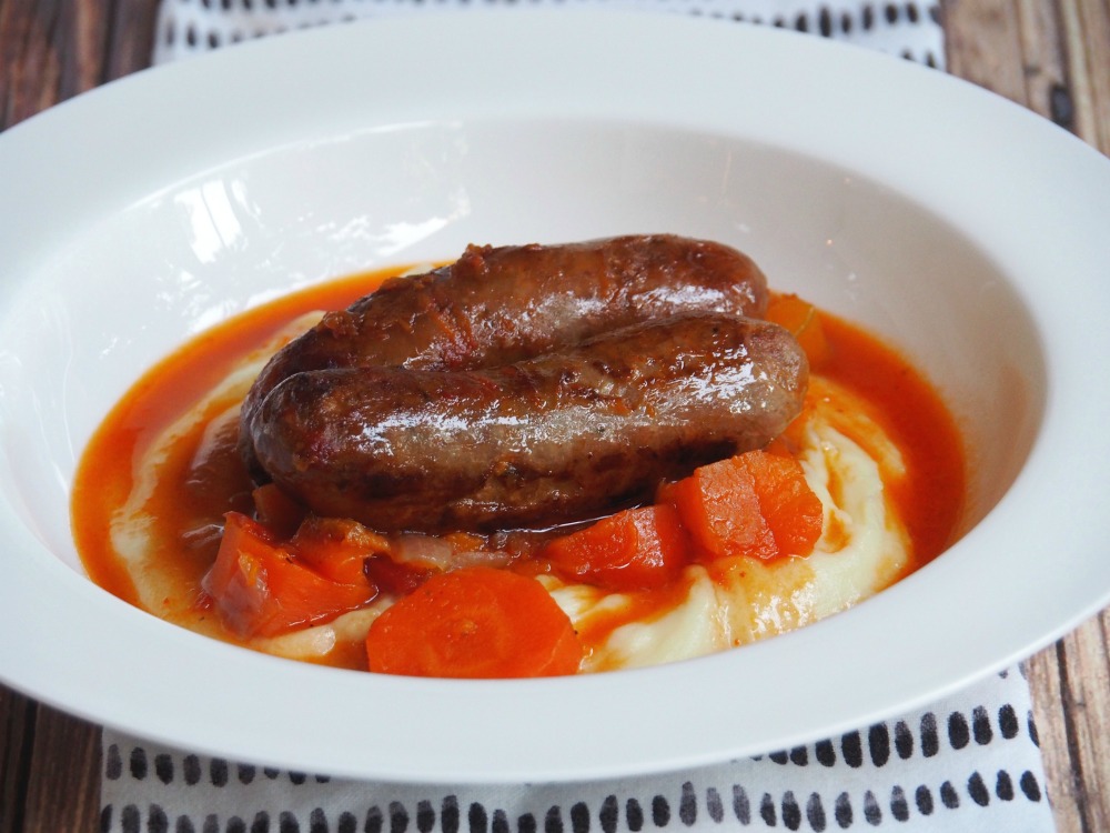 slow cooker sausage casserole plate