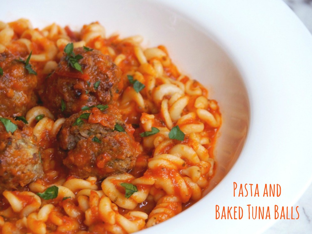 pasta and baked tuna balls title image