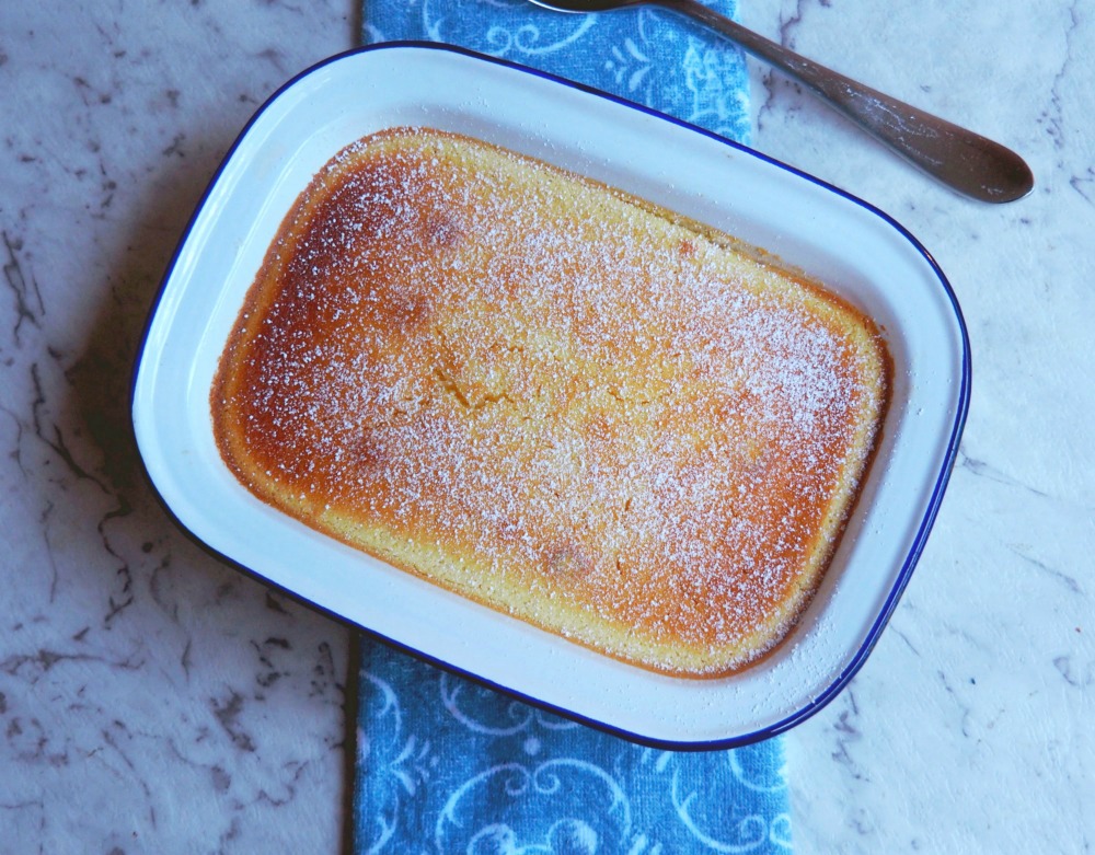 citrus delicious pudding dusted with icing sugar