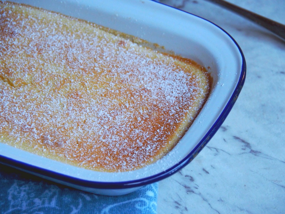 side view of citrus delicious pudding