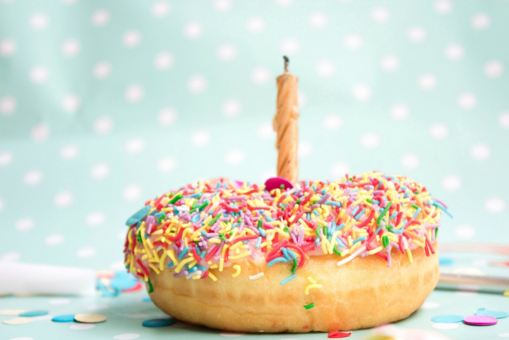 donut with a candle