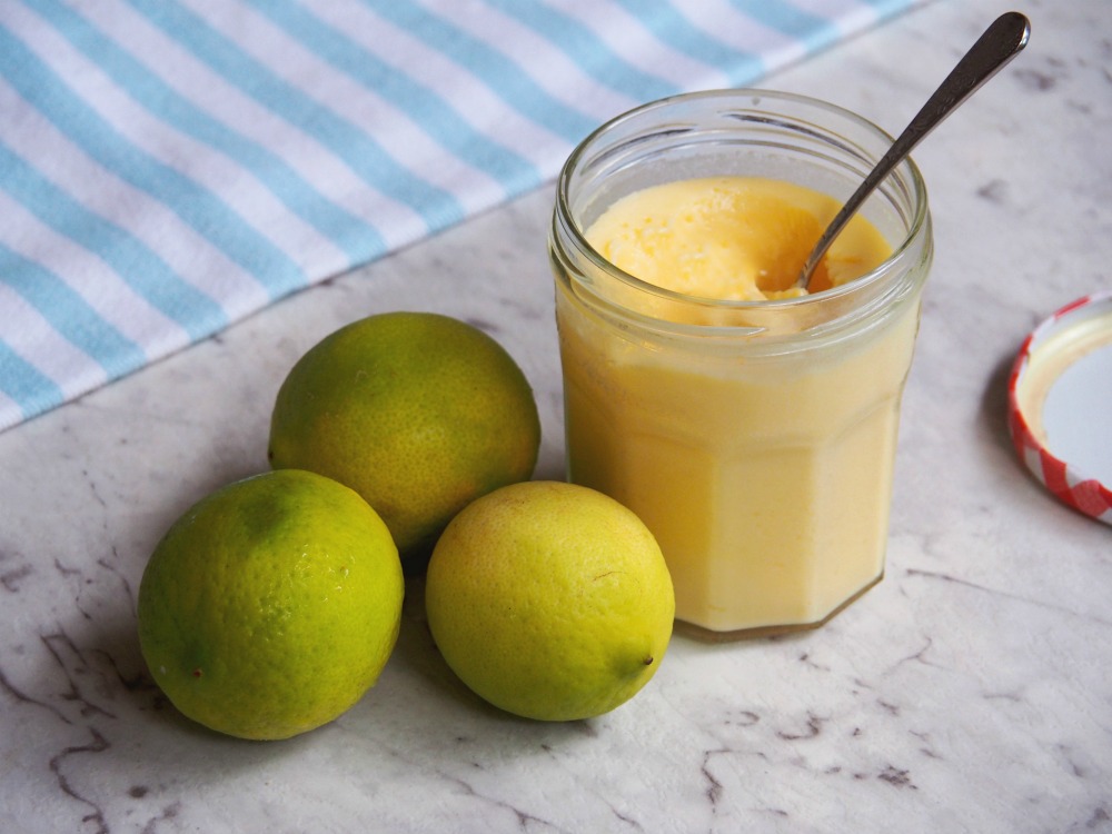 lime butter jar with a spoon inside