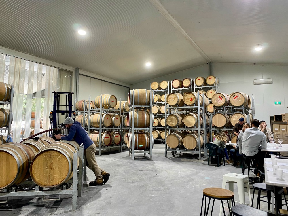 Piggs Peake Cellar door with barrels