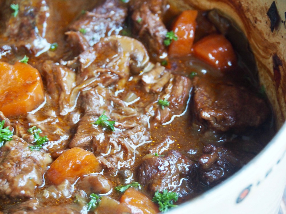 beef ale stew close up