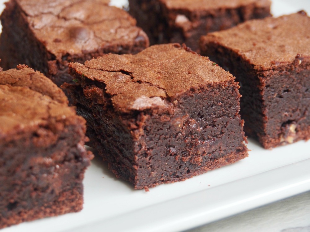 plate of squidgy chocolate orange brownies