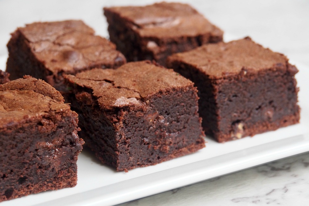 plate of squidgy chocolate orange brownies